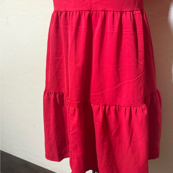 Red Ruffle Sleeve Mini Dress - Picture 3 of 11